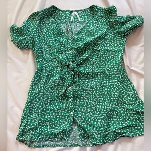 Seraphine Maternity Green Floral Blouse Size 8